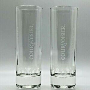2 ELEGANT ETCHED COURVOISIER HIGH BALL GLASS SET